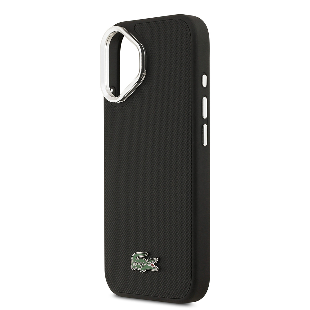 Apple iPhone 17 Uyumlu Kılıf Lacoste Orjinal Lisanslı M-safe Şarj Özellikli PU Pike Desenli Standlı Metal Logolu Kapak - 5