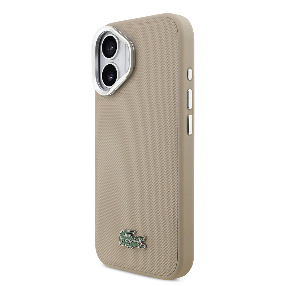 Apple iPhone 17 Uyumlu Kılıf Lacoste Orjinal Lisanslı M-safe Şarj Özellikli PU Pike Desenli Standlı Metal Logolu Kapak - 8