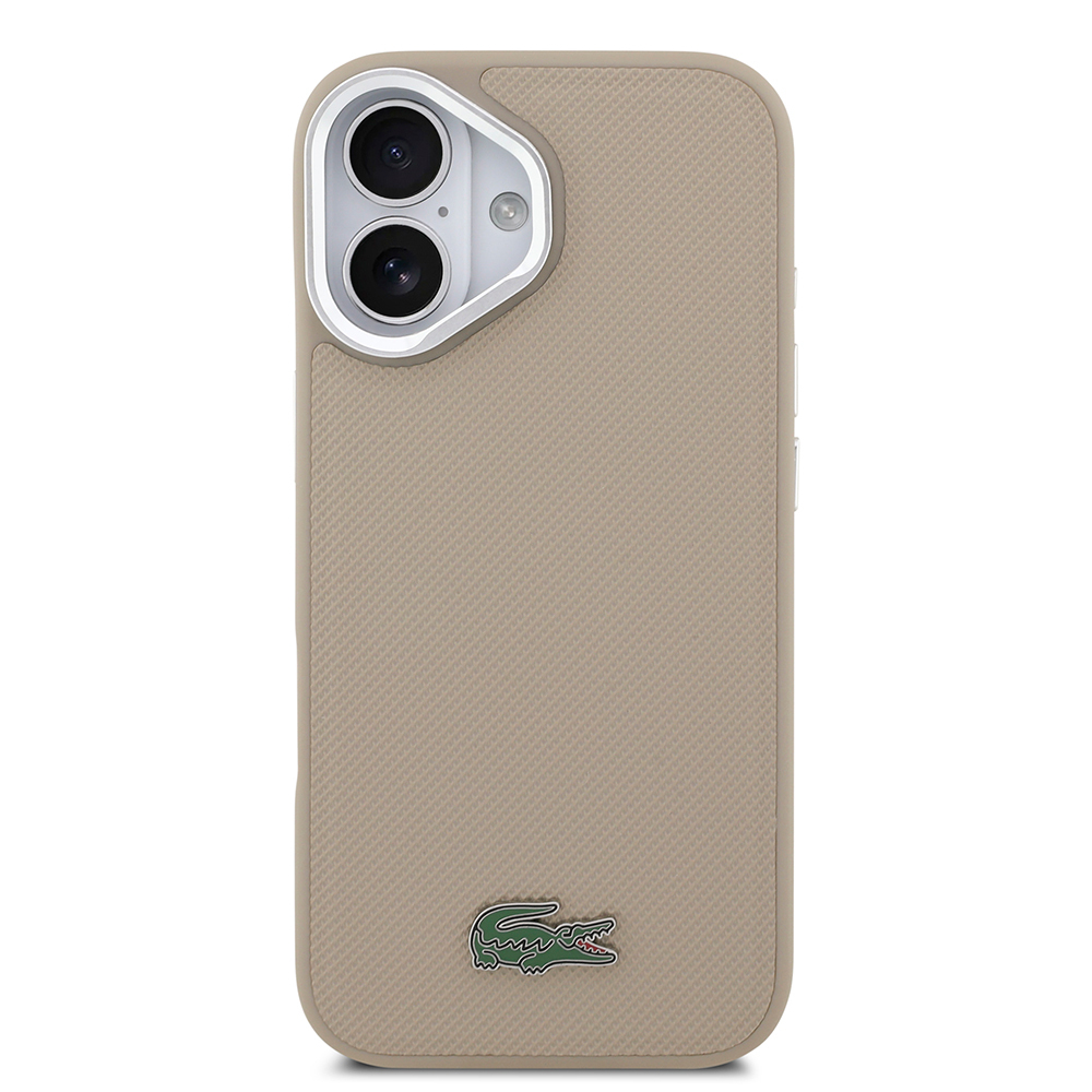Apple iPhone 17 Uyumlu Kılıf Lacoste Orjinal Lisanslı M-safe Şarj Özellikli PU Pike Desenli Standlı Metal Logolu Kapak - 9