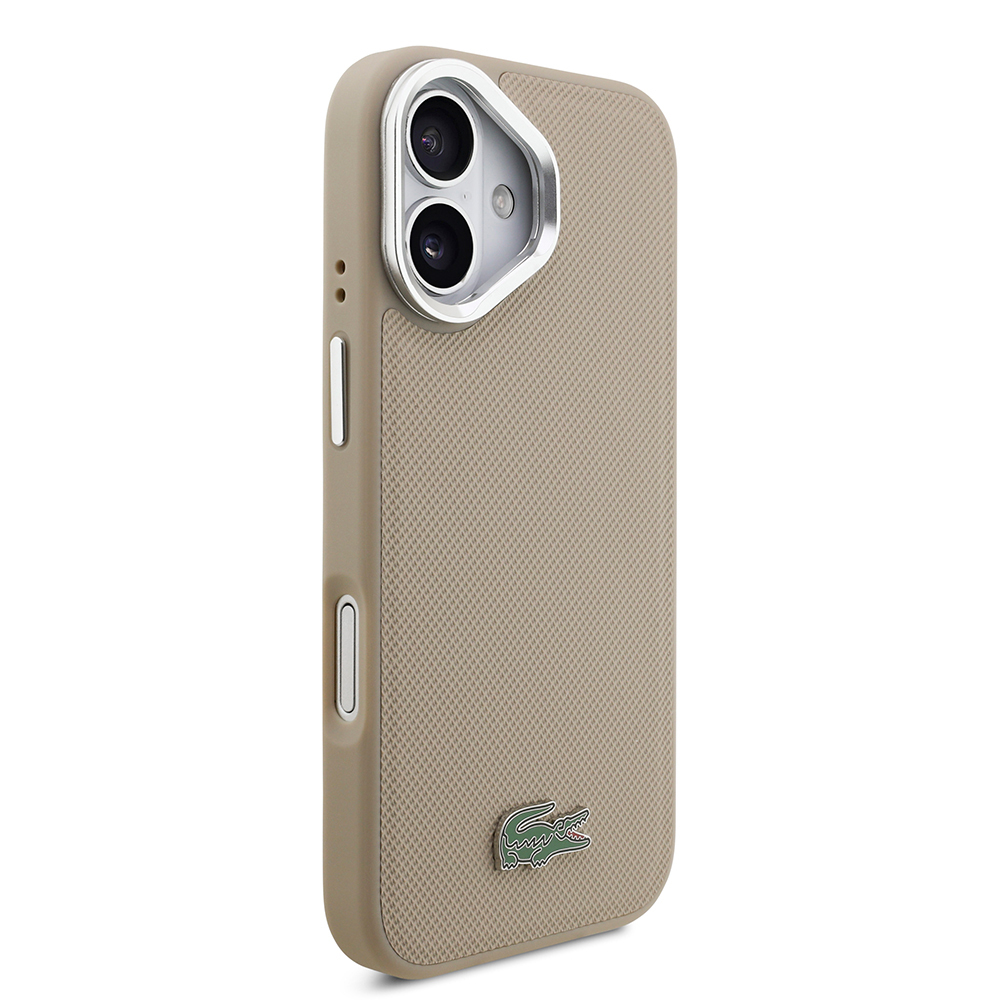 Apple iPhone 17 Uyumlu Kılıf Lacoste Orjinal Lisanslı M-safe Şarj Özellikli PU Pike Desenli Standlı Metal Logolu Kapak - 10
