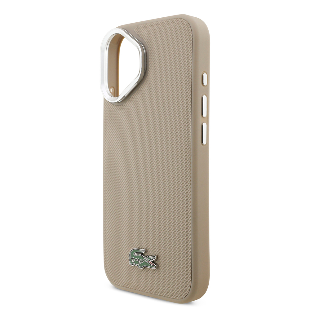 Apple iPhone 17 Uyumlu Kılıf Lacoste Orjinal Lisanslı M-safe Şarj Özellikli PU Pike Desenli Standlı Metal Logolu Kapak - 12