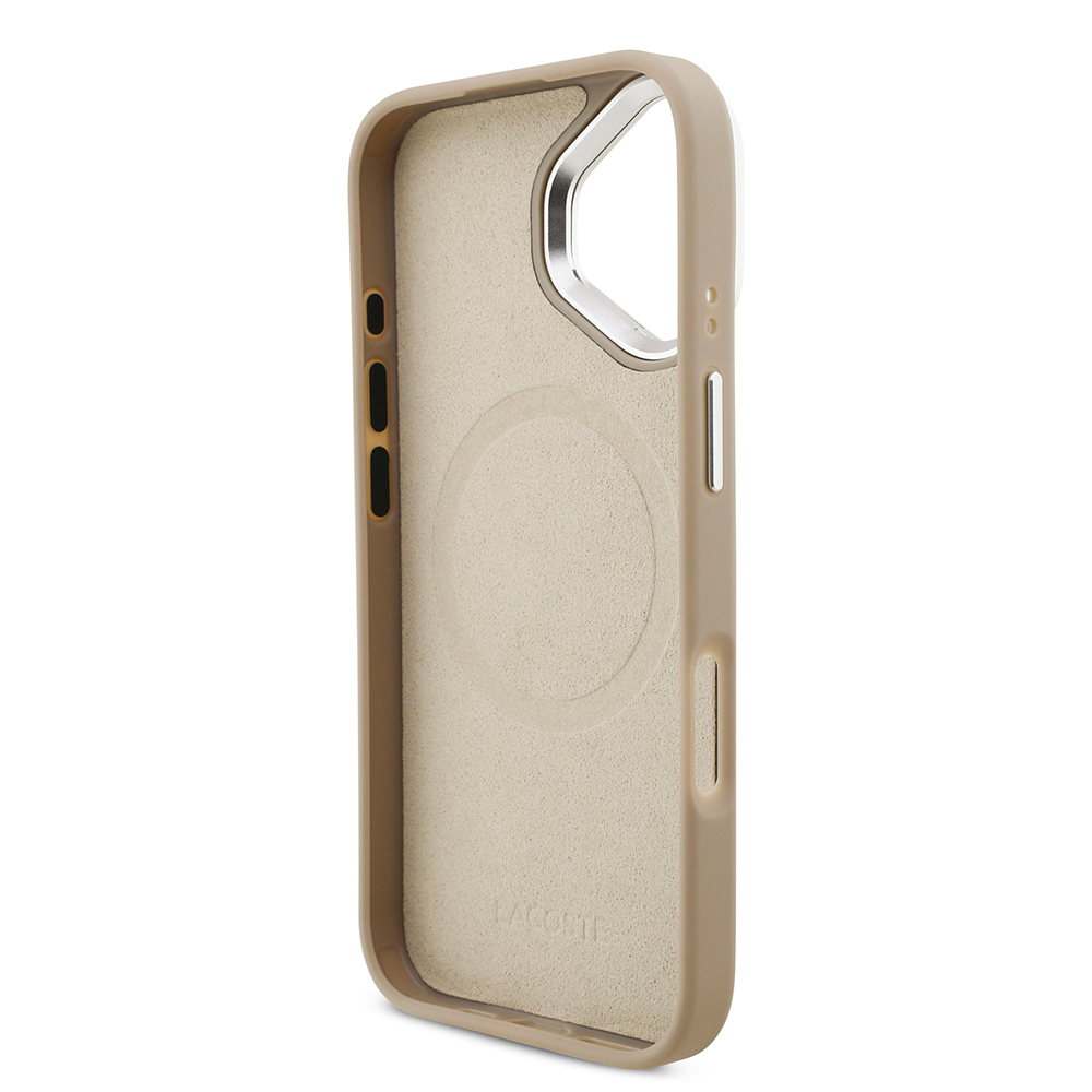 Apple iPhone 17 Uyumlu Kılıf Lacoste Orjinal Lisanslı M-safe Şarj Özellikli PU Pike Desenli Standlı Metal Logolu Kapak - 13