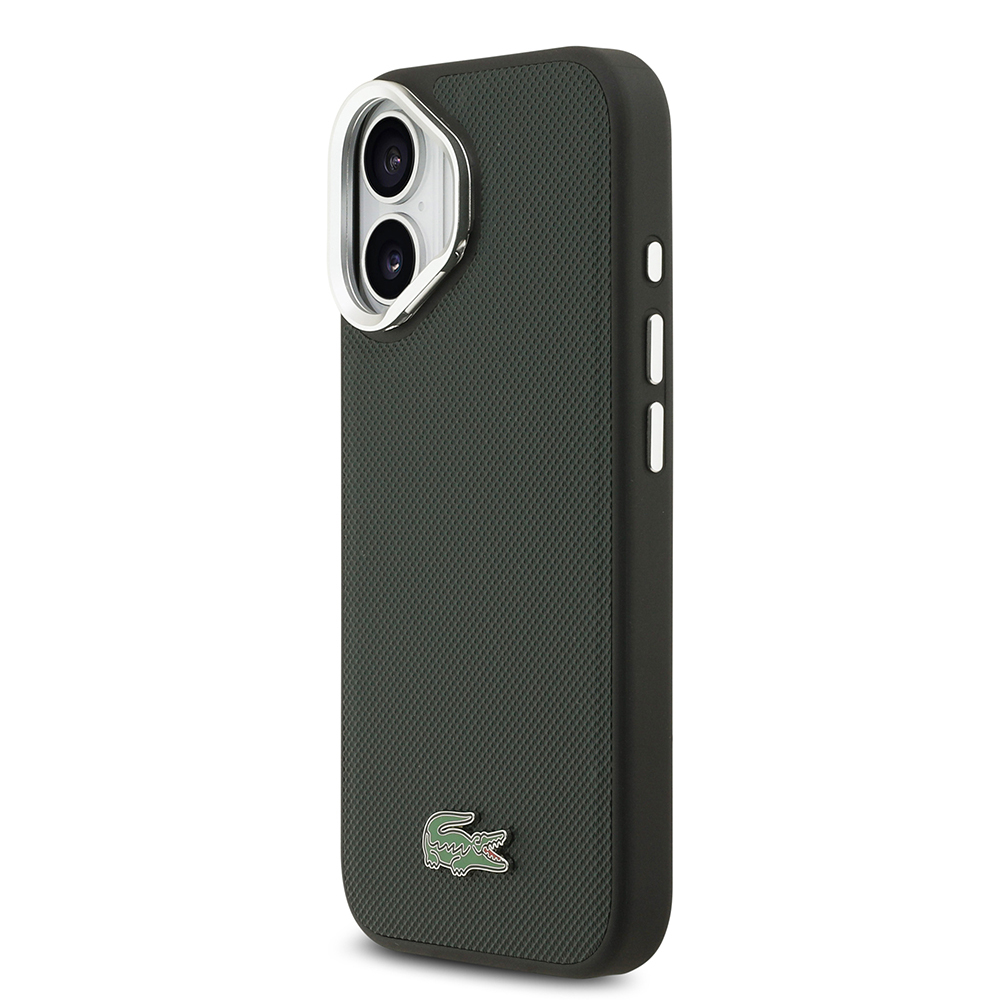 Apple iPhone 17 Uyumlu Kılıf Lacoste Orjinal Lisanslı M-safe Şarj Özellikli PU Pike Desenli Standlı Metal Logolu Kapak - 15