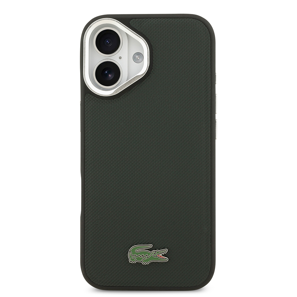 Apple iPhone 17 Uyumlu Kılıf Lacoste Orjinal Lisanslı M-safe Şarj Özellikli PU Pike Desenli Standlı Metal Logolu Kapak - 16