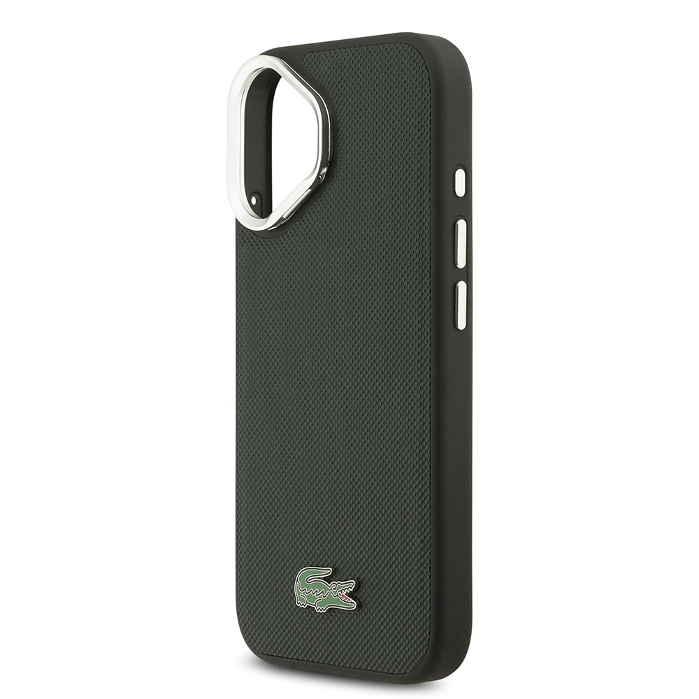 Apple iPhone 17 Uyumlu Kılıf Lacoste Orjinal Lisanslı M-safe Şarj Özellikli PU Pike Desenli Standlı Metal Logolu Kapak - 19