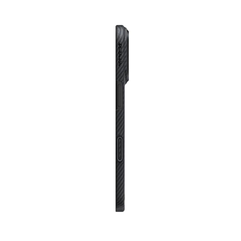 Apple iPhone 17 Uyumlu Kılıf M-safe Şarj Özellikli 1500D Aramid Fiber Pitaka Ultra-Slim Classic Serisi Black-Grey Twill Kapak - 1