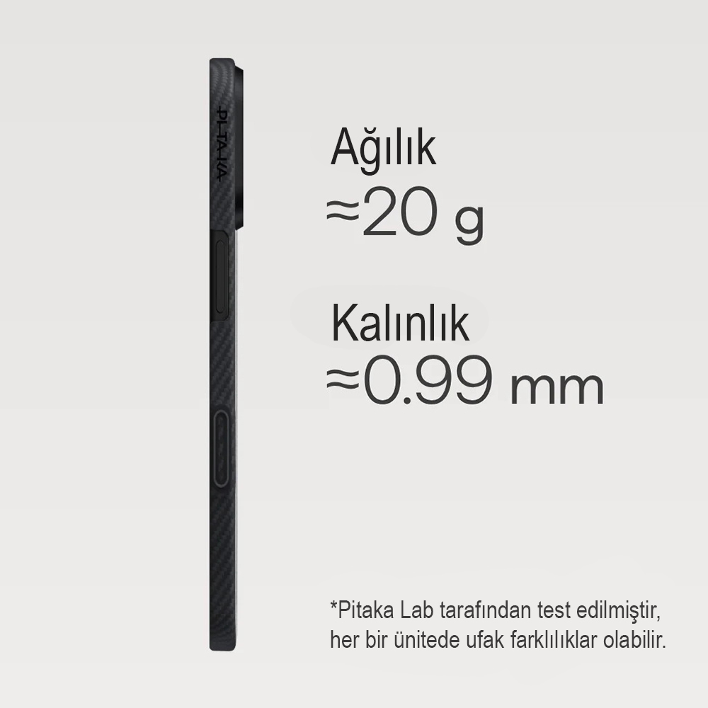 Apple iPhone 17 Uyumlu Kılıf M-safe Şarj Özellikli 1500D Aramid Fiber Pitaka Ultra-Slim Classic Serisi Black-Grey Twill Kapak - 5