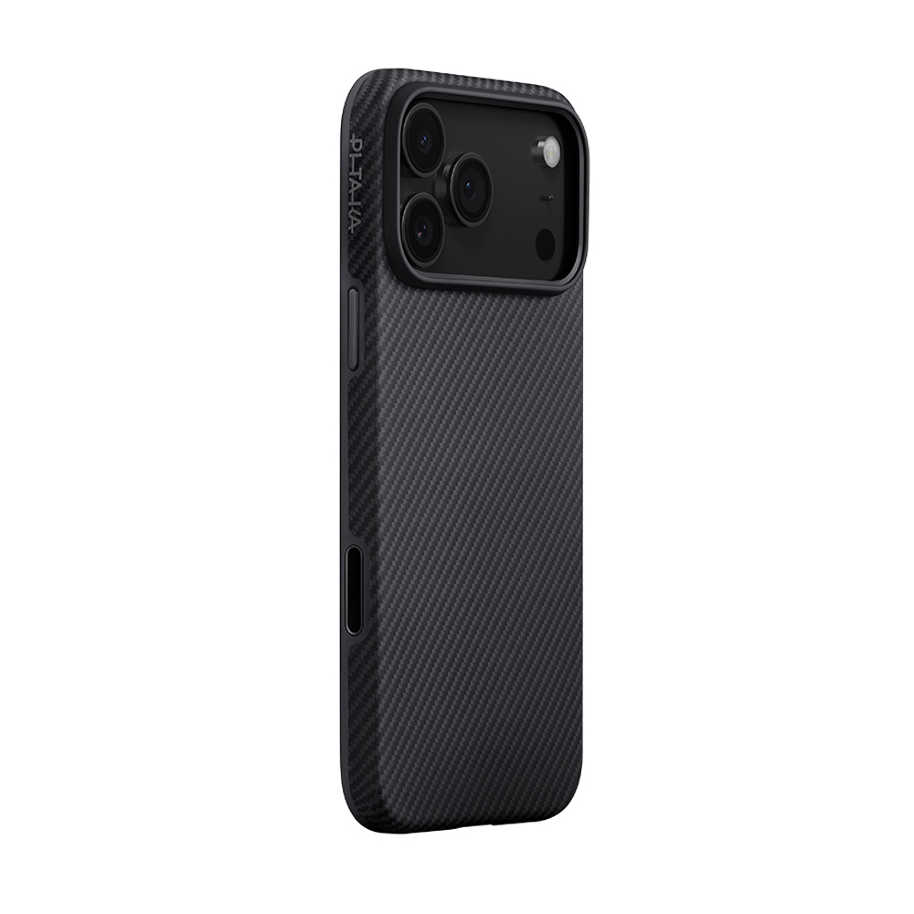 Apple iPhone 17 Pro Uyumlu Kılıf M-safe Şarj Özellikli Aramid Fiber Pitaka Military-Grade Classic Serisi Black-Grey Twill Kapak - 1
