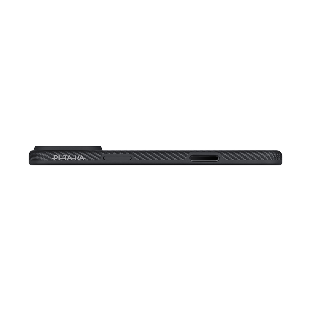Apple iPhone 17 Pro Uyumlu Kılıf M-safe Şarj Özellikli Aramid Fiber Pitaka Military-Grade Classic Serisi Black-Grey Twill Kapak - 4
