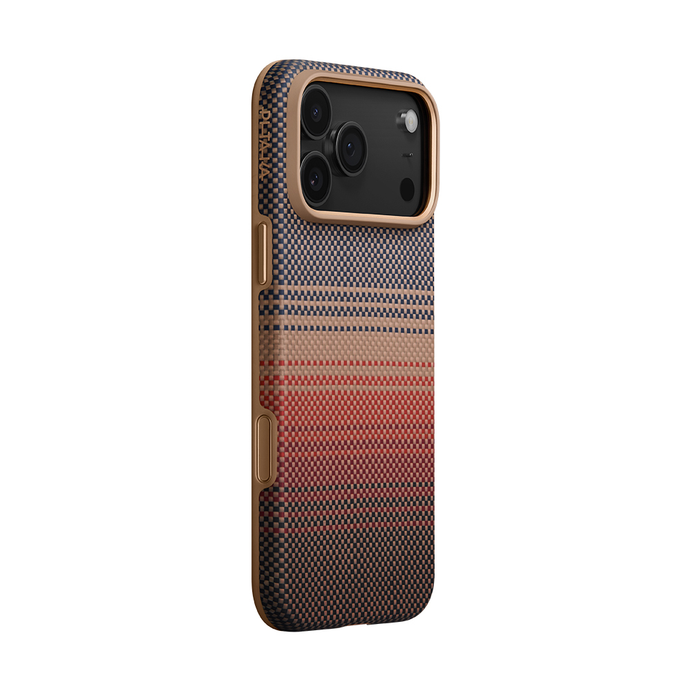 Apple iPhone 17 Pro Uyumlu Kılıf M-safe Şarj Özellikli Aramid Fiber Pitaka Military-Grade Sunset-Moonrise Serisi Kapak - 1