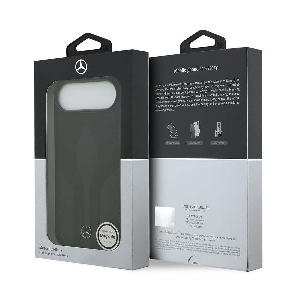 Apple iPhone 17 Air Uyumlu Kılıf Mercedes Benz Orjinal Lisanslı M-safe Şarj Özellikli Dokulu Desenli Deri Kapak - 7