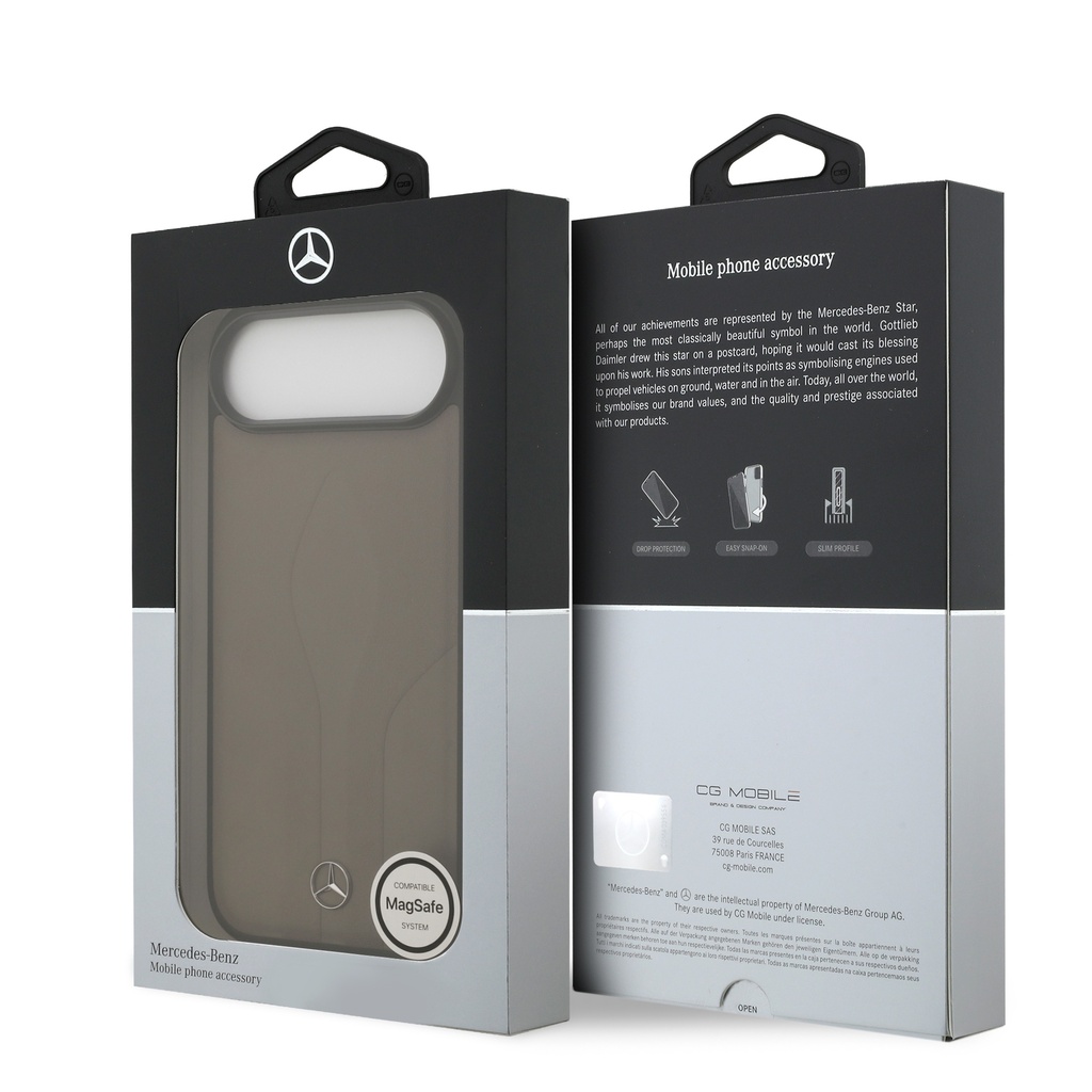 Apple iPhone 17 Air Uyumlu Kılıf Mercedes Benz Orjinal Lisanslı M-safe Şarj Özellikli Dokulu Desenli Deri Kapak - 14
