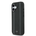 Apple iPhone 17 Uyumlu Kılıf Mercedes Benz Orjinal Lisanslı M-safe Şarj Özellikli Şeritli Yıldız Desenli Metal Logolu Deri Kapak - 1