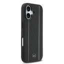 Apple iPhone 17 Uyumlu Kılıf Mercedes Benz Orjinal Lisanslı M-safe Şarj Özellikli Şeritli Yıldız Desenli Metal Logolu Deri Kapak - 3