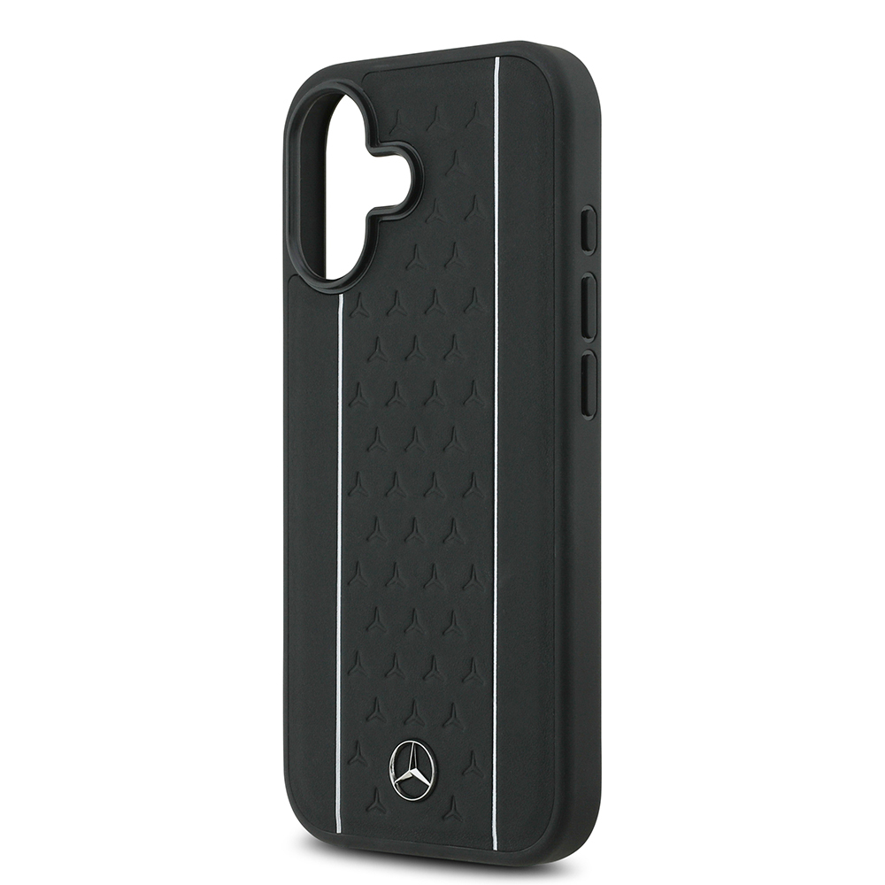 Apple iPhone 17 Uyumlu Kılıf Mercedes Benz Orjinal Lisanslı M-safe Şarj Özellikli Şeritli Yıldız Desenli Metal Logolu Deri Kapak - 5