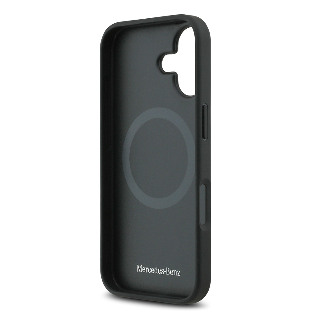 Apple iPhone 17 Uyumlu Kılıf Mercedes Benz Orjinal Lisanslı M-safe Şarj Özellikli Şeritli Yıldız Desenli Metal Logolu Deri Kapak - 6