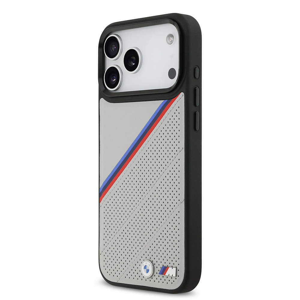 Apple iPhone 17 Pro Max Uyumlu Kılıf BMW Orjinal Lisanslı M-safe Şarj Özellikli M Logolu Üç Şeritli Delikli Deri Kapak - 7