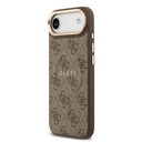 Apple iPhone 17 Air Uyumlu Kılıf Guess Orjinal Lisanslı M-safe Şarj Özellikli Gold Metal Kamera Çerçeveli PU Deri 4G Desenli Yazı Logolu Kapak - 5