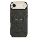 Apple iPhone 17 Air Uyumlu Kılıf Guess Orjinal Lisanslı M-safe Şarj Özellikli Gold Metal Kamera Çerçeveli PU Deri 4G Desenli Yazı Logolu Kapak - 8