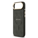 Apple iPhone 17 Air Uyumlu Kılıf Guess Orjinal Lisanslı M-safe Şarj Özellikli Gold Metal Kamera Çerçeveli PU Deri 4G Desenli Yazı Logolu Kapak - 11