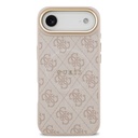 Apple iPhone 17 Air Uyumlu Kılıf Guess Orjinal Lisanslı M-safe Şarj Özellikli Gold Metal Kamera Çerçeveli PU Deri 4G Desenli Yazı Logolu Kapak - 14
