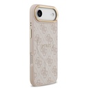 Apple iPhone 17 Air Uyumlu Kılıf Guess Orjinal Lisanslı M-safe Şarj Özellikli Gold Metal Kamera Çerçeveli PU Deri 4G Desenli Yazı Logolu Kapak - 15