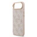 Apple iPhone 17 Air Uyumlu Kılıf Guess Orjinal Lisanslı M-safe Şarj Özellikli Gold Metal Kamera Çerçeveli PU Deri 4G Desenli Yazı Logolu Kapak - 17