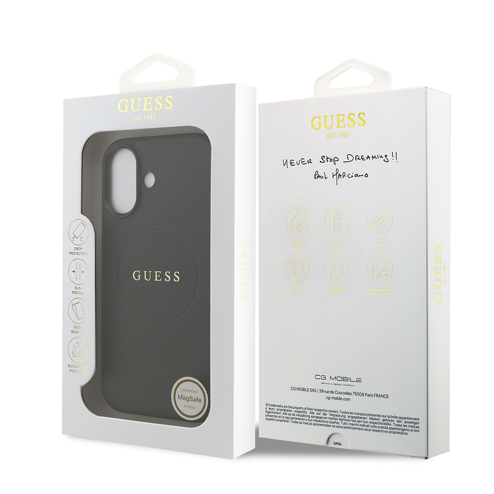 Apple iPhone 17 Uyumlu Kılıf Guess Orjinal Lisanslı M-safe Şarj Özellikli Yazı Logolu PU Deri Kapak - 7