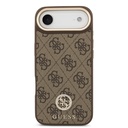 Apple iPhone 17 Air Uyumlu Kılıf Guess Orjinal Lisanslı M-safe Şarj Özellikli Gold Metal Kamera Çerçeveli Taşlı 4G Logolu Kapak - 1