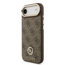 Apple iPhone 17 Air Uyumlu Kılıf Guess Orjinal Lisanslı M-safe Şarj Özellikli Gold Metal Kamera Çerçeveli Taşlı 4G Logolu Kapak - 6