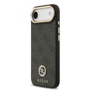 Apple iPhone 17 Air Uyumlu Kılıf Guess Orjinal Lisanslı M-safe Şarj Özellikli Gold Metal Kamera Çerçeveli Taşlı 4G Logolu Kapak - 7