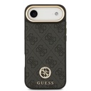 Apple iPhone 17 Air Uyumlu Kılıf Guess Orjinal Lisanslı M-safe Şarj Özellikli Gold Metal Kamera Çerçeveli Taşlı 4G Logolu Kapak - 8