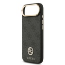 Apple iPhone 17 Air Uyumlu Kılıf Guess Orjinal Lisanslı M-safe Şarj Özellikli Gold Metal Kamera Çerçeveli Taşlı 4G Logolu Kapak - 11
