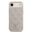Apple iPhone 17 Air Uyumlu Kılıf Guess Orjinal Lisanslı M-safe Şarj Özellikli Gold Metal Kamera Çerçeveli Taşlı 4G Logolu Kapak - 16