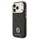 Apple iPhone 17 Pro Uyumlu Kılıf Guess Orjinal Lisanslı M-safe Şarj Özellikli Gold Metal Kamera Çerçeveli Taşlı 4G Logolu Kapak - 1