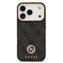 Apple iPhone 17 Pro Uyumlu Kılıf Guess Orjinal Lisanslı M-safe Şarj Özellikli Gold Metal Kamera Çerçeveli Taşlı 4G Logolu Kapak - 2