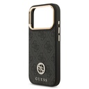Apple iPhone 17 Pro Uyumlu Kılıf Guess Orjinal Lisanslı M-safe Şarj Özellikli Gold Metal Kamera Çerçeveli Taşlı 4G Logolu Kapak - 5