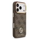 Apple iPhone 17 Pro Uyumlu Kılıf Guess Orjinal Lisanslı M-safe Şarj Özellikli Gold Metal Kamera Çerçeveli Taşlı 4G Logolu Kapak - 9