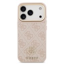 Apple iPhone 17 Pro Uyumlu Kılıf Guess Orjinal Lisanslı M-safe Şarj Özellikli Gold Metal Kamera Çerçeveli Taşlı 4G Logolu Kapak - 16