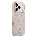 Apple iPhone 17 Pro Uyumlu Kılıf Guess Orjinal Lisanslı M-safe Şarj Özellikli Gold Metal Kamera Çerçeveli Taşlı 4G Logolu Kapak - 17