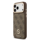 Apple iPhone 17 Pro Max Uyumlu Kılıf Guess Orjinal Lisanslı M-safe Şarj Özellikli Gold Metal Kamera Çerçeveli Taşlı 4G Logolu Kapak - 1