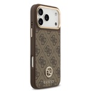 Apple iPhone 17 Pro Max Uyumlu Kılıf Guess Orjinal Lisanslı M-safe Şarj Özellikli Gold Metal Kamera Çerçeveli Taşlı 4G Logolu Kapak - 3