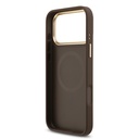 Apple iPhone 17 Pro Max Uyumlu Kılıf Guess Orjinal Lisanslı M-safe Şarj Özellikli Gold Metal Kamera Çerçeveli Taşlı 4G Logolu Kapak - 6