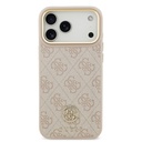 Apple iPhone 17 Pro Max Uyumlu Kılıf Guess Orjinal Lisanslı M-safe Şarj Özellikli Gold Metal Kamera Çerçeveli Taşlı 4G Logolu Kapak - 16