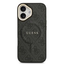 Apple iPhone 17 Uyumlu Kılıf Guess Orjinal Lisanslı M-safe Şarj Özellikli Gold Metal Kamera Çerçeveli PU Deri 4G Desenli Yazı Logolu Kapak - 1
