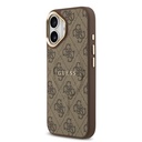 Apple iPhone 17 Uyumlu Kılıf Guess Orjinal Lisanslı M-safe Şarj Özellikli Gold Metal Kamera Çerçeveli PU Deri 4G Desenli Yazı Logolu Kapak - 7