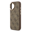 Apple iPhone 17 Uyumlu Kılıf Guess Orjinal Lisanslı M-safe Şarj Özellikli Gold Metal Kamera Çerçeveli PU Deri 4G Desenli Yazı Logolu Kapak - 11