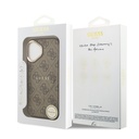 Apple iPhone 17 Uyumlu Kılıf Guess Orjinal Lisanslı M-safe Şarj Özellikli Gold Metal Kamera Çerçeveli PU Deri 4G Desenli Yazı Logolu Kapak - 13