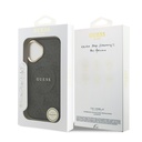 Apple iPhone 17 Uyumlu Kılıf Guess Orjinal Lisanslı M-safe Şarj Özellikli Gold Metal Kamera Çerçeveli PU Deri 4G Desenli Yazı Logolu Kapak - 14