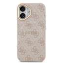 Apple iPhone 17 Uyumlu Kılıf Guess Orjinal Lisanslı M-safe Şarj Özellikli Gold Metal Kamera Çerçeveli PU Deri 4G Desenli Yazı Logolu Kapak - 23